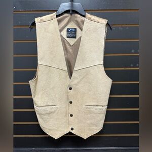 Vintage Protest Genuine Leather Vest – Size M – Tan Suede Front, Satin Back